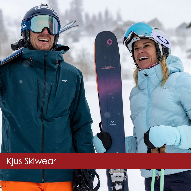 Couple wearing Kjus skiwear in Aspen, Colorado