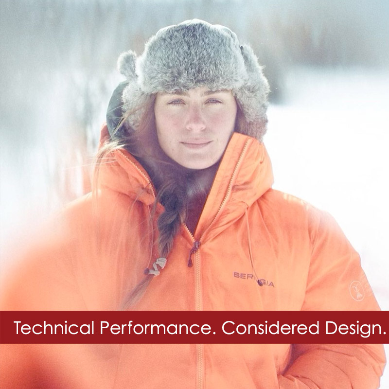 Woman wearing a Beringia ski jacket