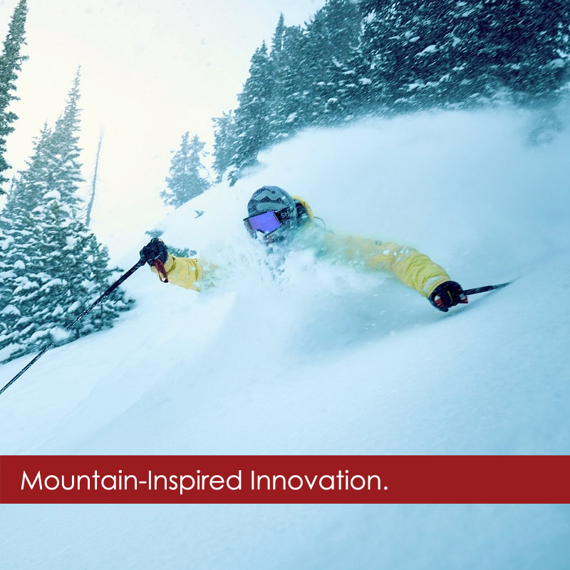 Man wearing Beringia ski wear on Aspen Mountain