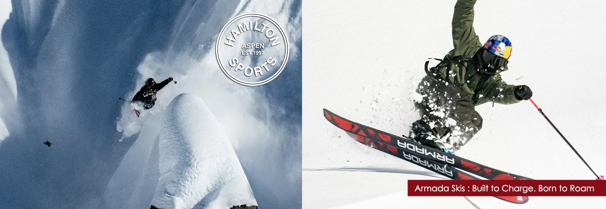 Two skiers on Armada skis in Aspen and Aspen Highlands
