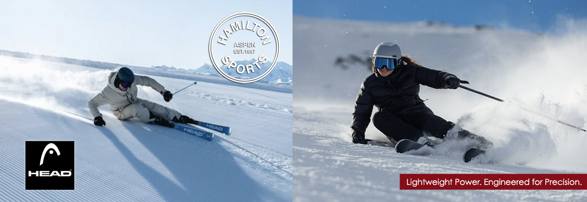 man and woman skiing on Head skis