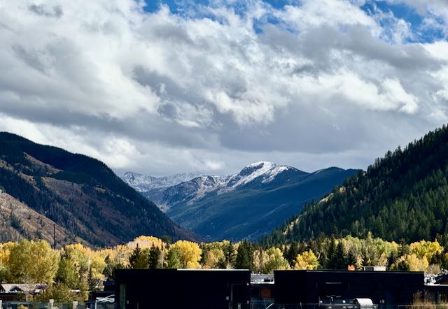 Snow on New York Peak and Aspen Mountain just east of Aspen.