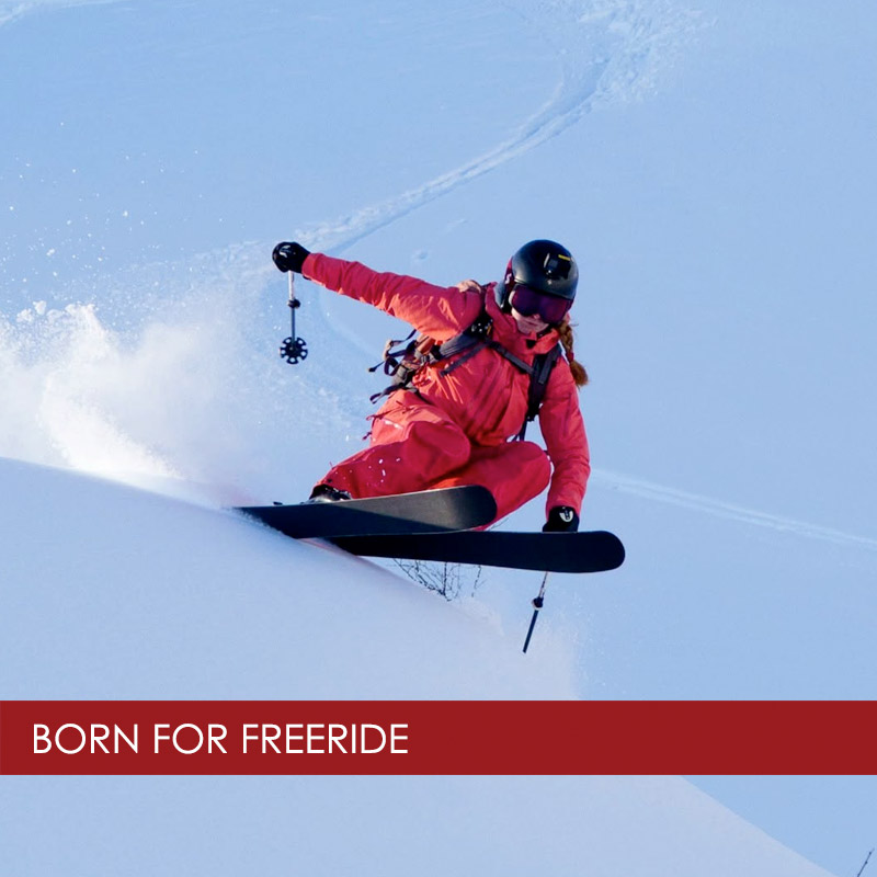 woman skiing wearing Norrona ski apparel